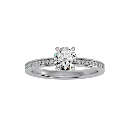 Solitaire ring with accent stones .78 ct