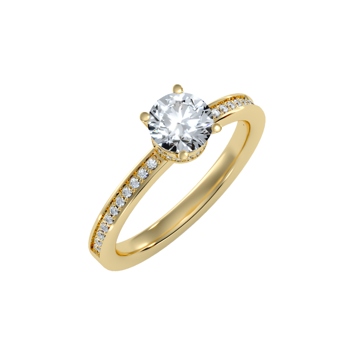 Solitaire ring with accent stones .78 ct