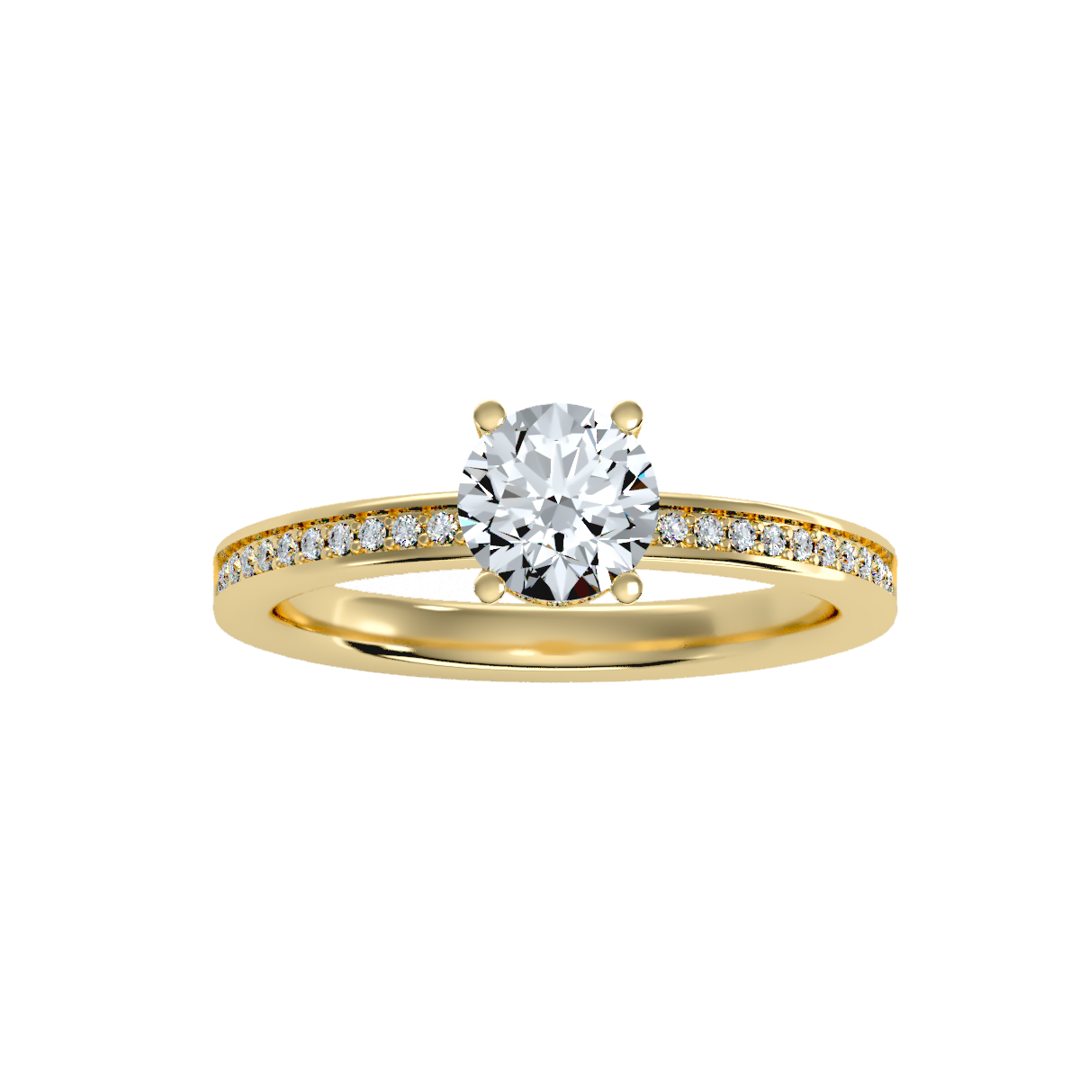 Solitaire ring with accent stones .78 ct
