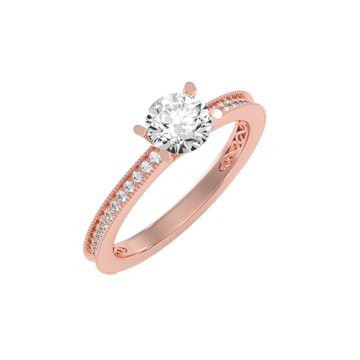 Solitaire ring with accent stones .97 ct