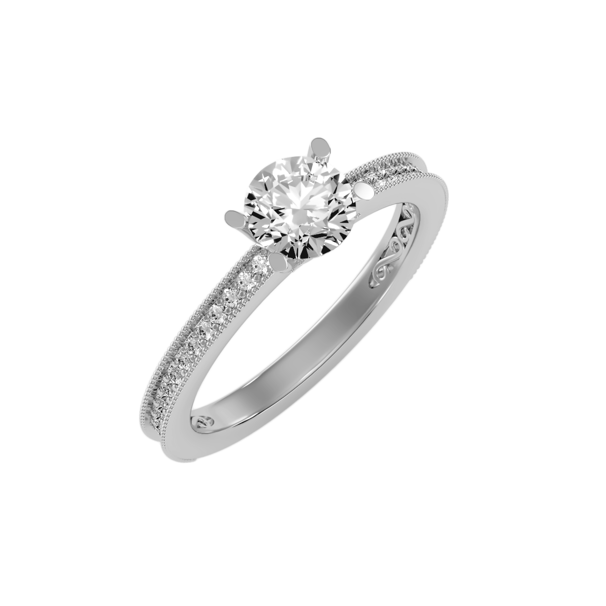 Solitaire ring with accent stones .97 ct