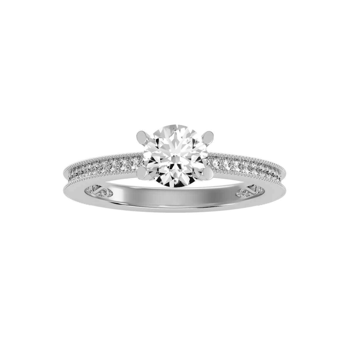 Solitaire ring with accent stones .97 ct