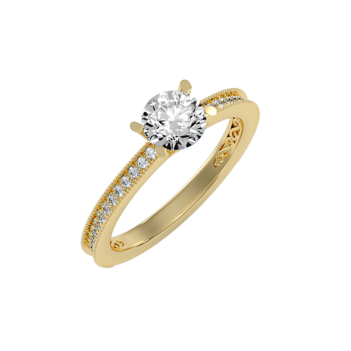Solitaire ring with accent stones .97 ct