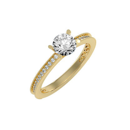 Solitaire ring with accent stones .97 ct