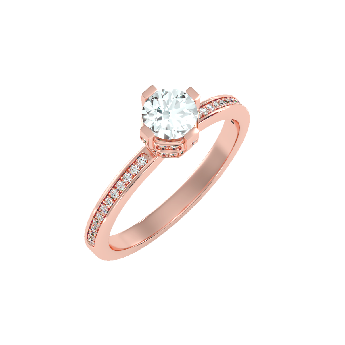 Solitaire ring with accent stones .78 ct