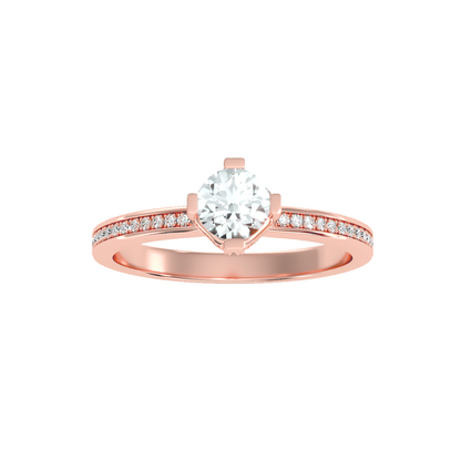 Solitaire ring with accent stones .78 ct