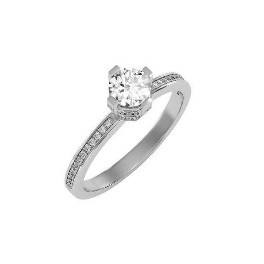 Solitaire ring with accent stones .78 ct