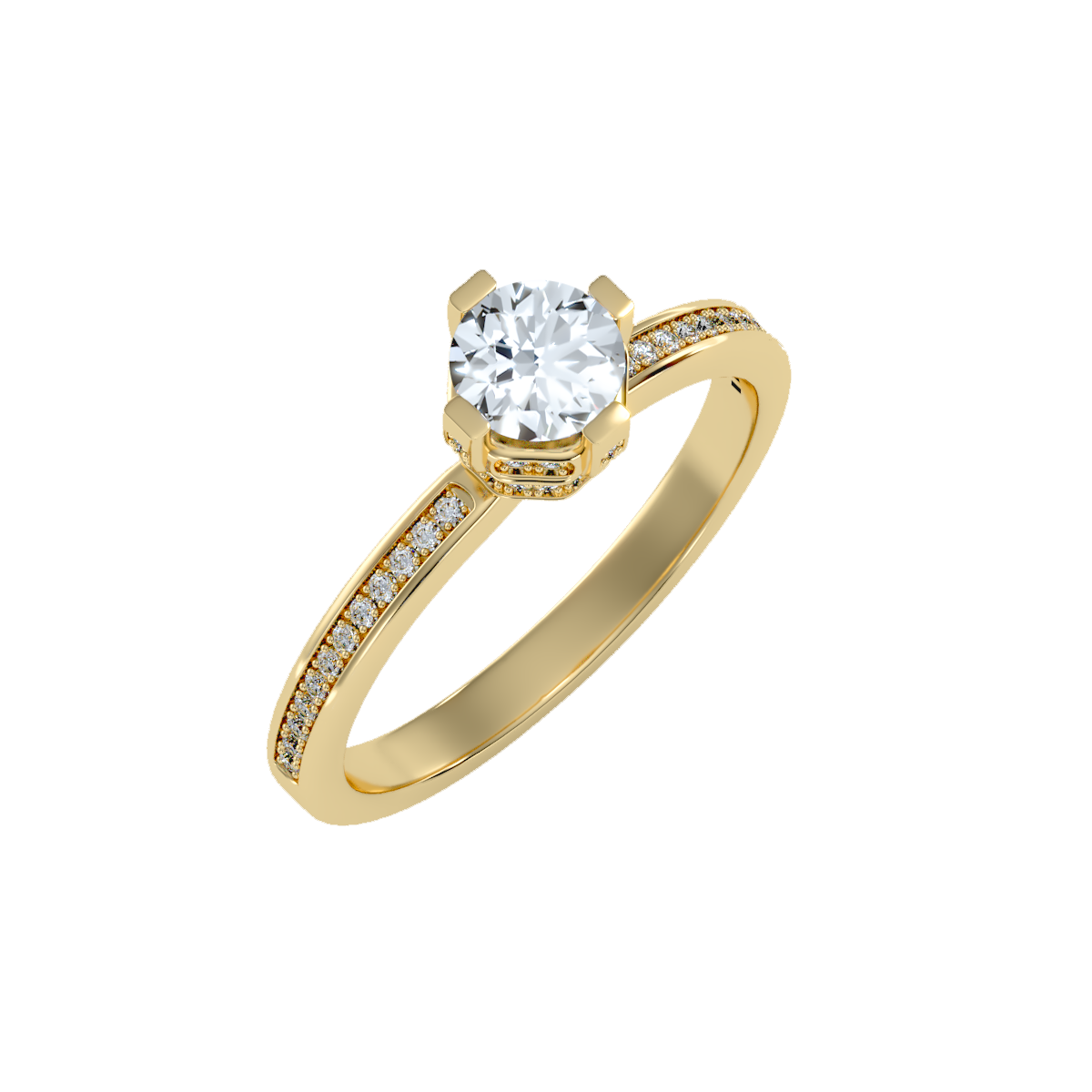 Solitaire ring with accent stones .78 ct