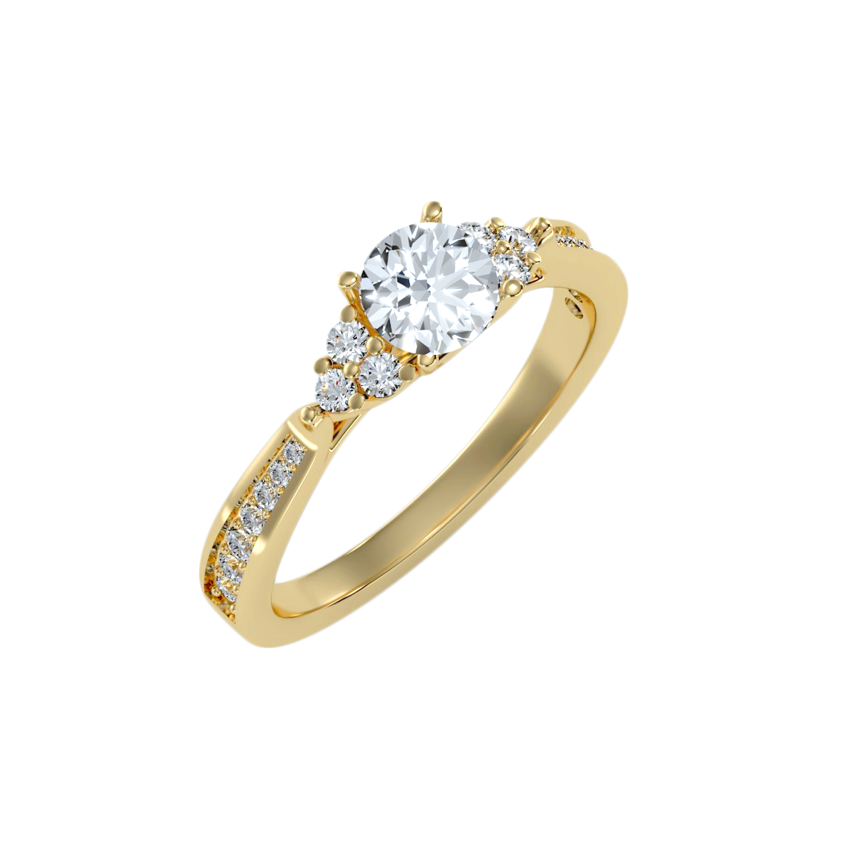 Solitaire ring with accent stones .93 ct