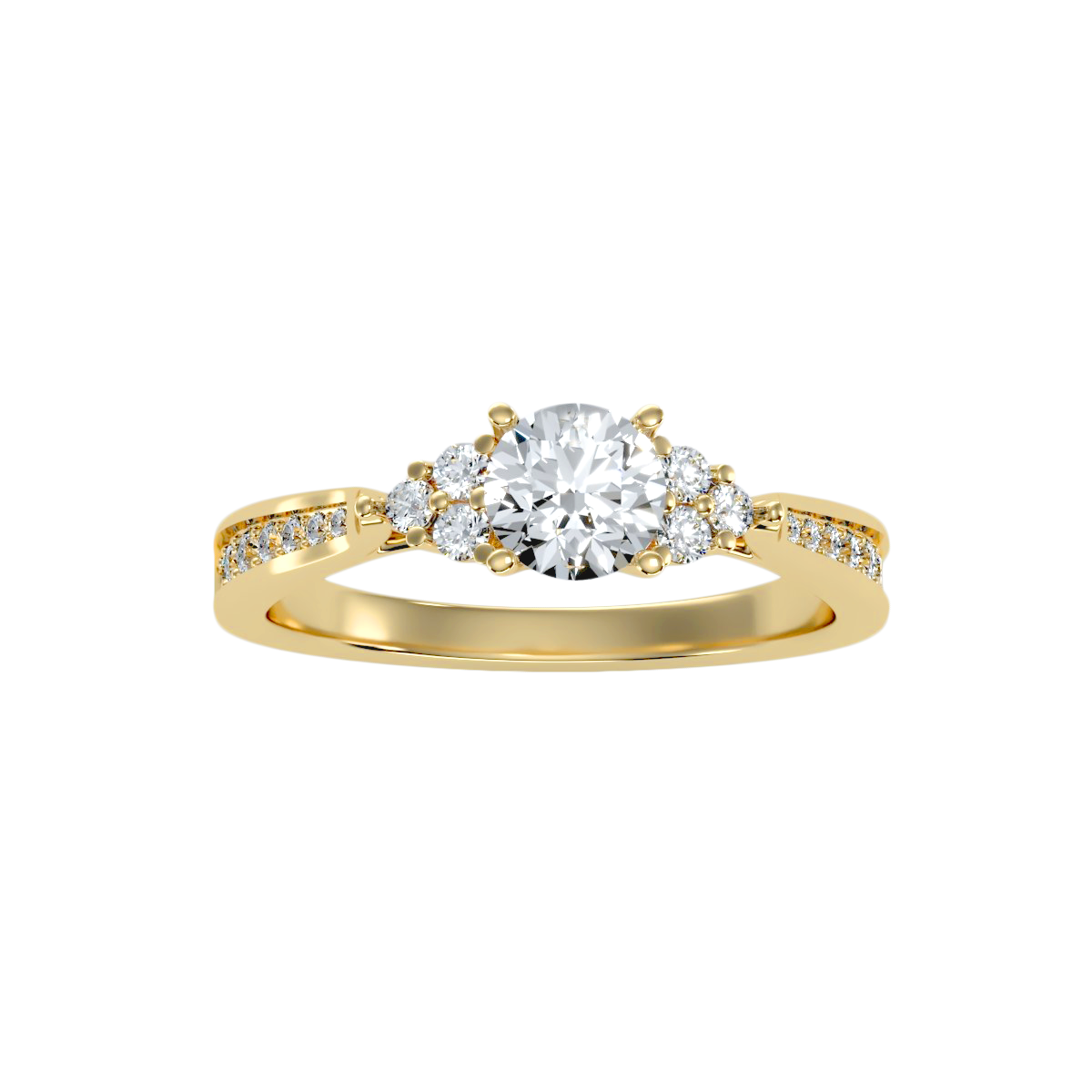 Solitaire ring with accent stones .93 ct