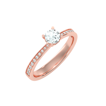 Solitaire ring with accent stones .57 ct