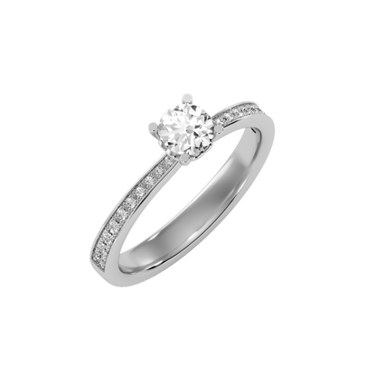 Solitaire ring with accent stones .57 ct