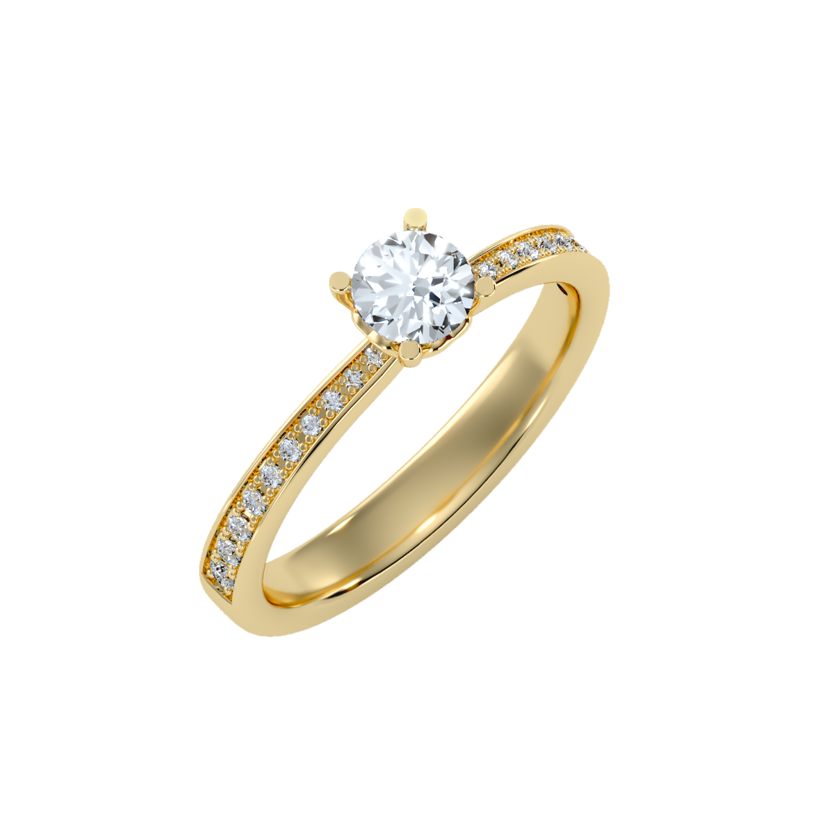 Solitaire ring with accent stones .57 ct