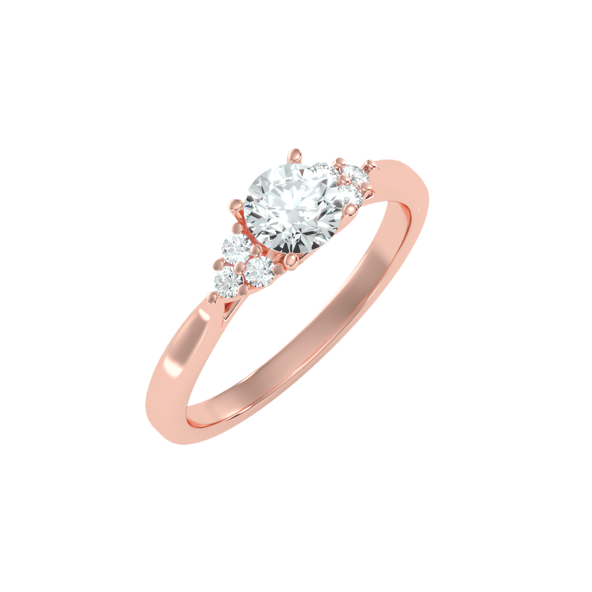 Solitaire ring with accent stones .79 ct