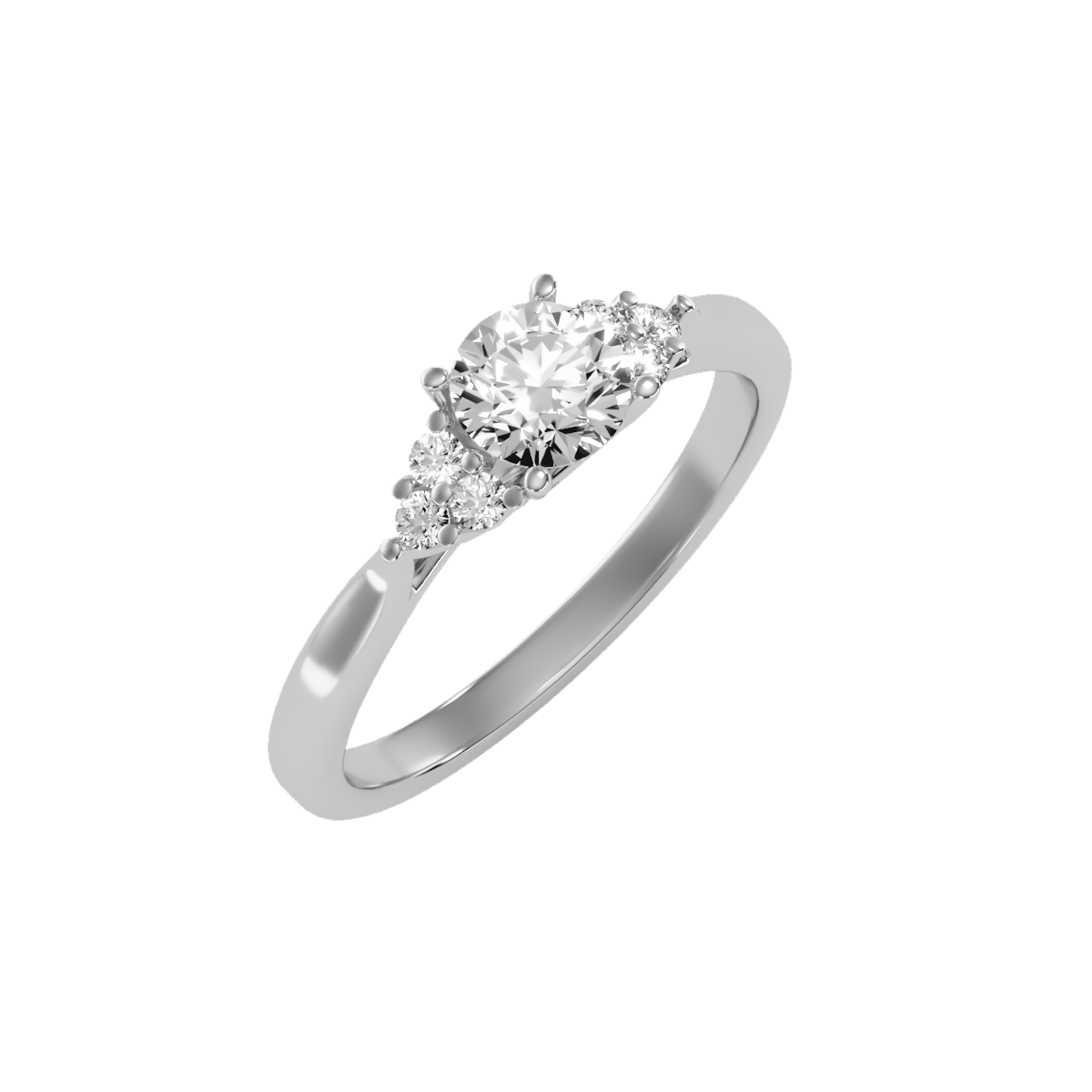 Solitaire ring with accent stones .79 ct