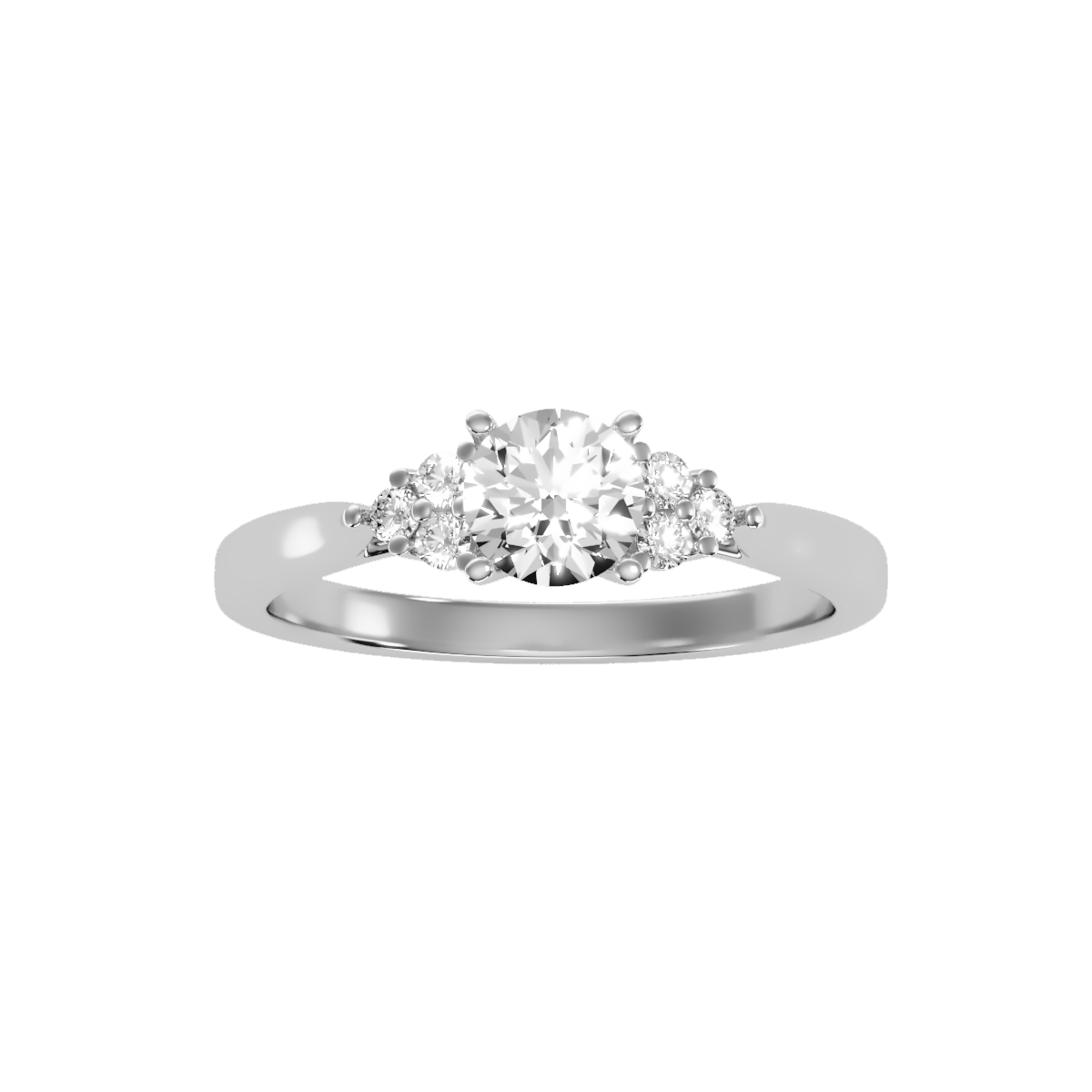 Solitaire ring with accent stones .79 ct