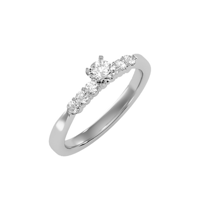 Solitaire ring with accent stones .52 ct