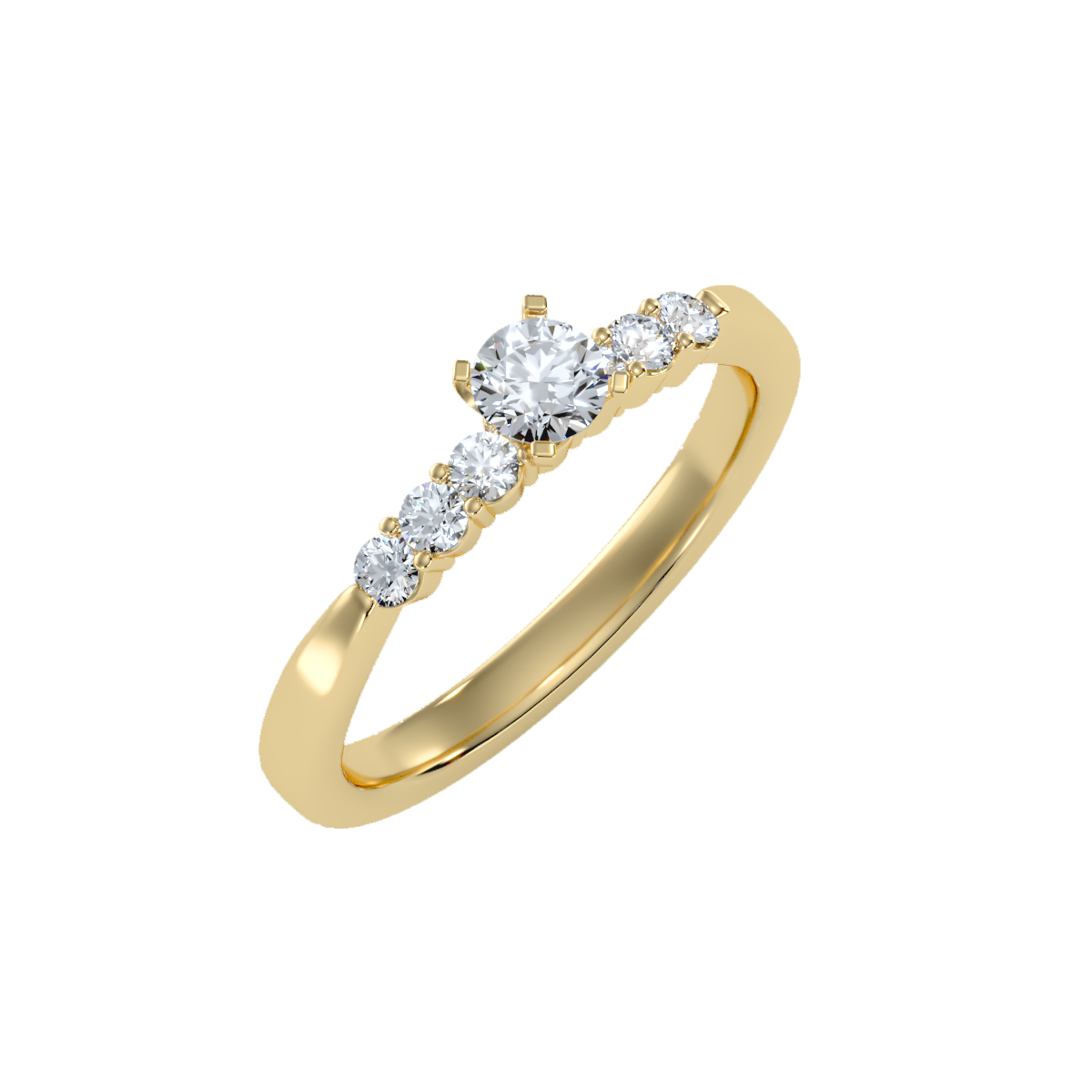 Solitaire ring with accent stones .52 ct