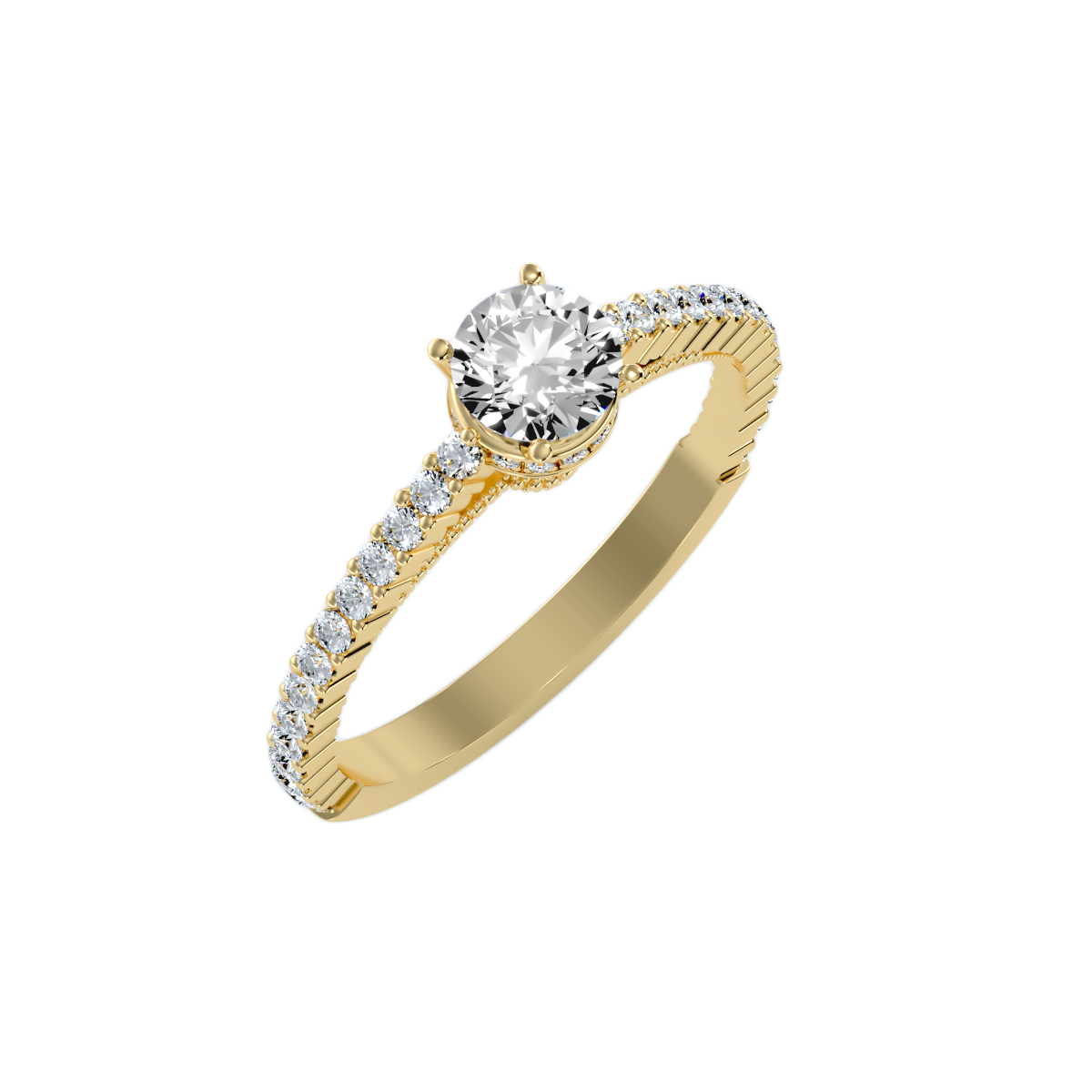Solitaire ring with accent stones .96 ct
