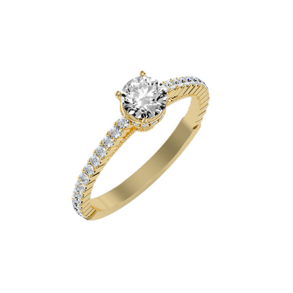 Solitaire ring with accent stones .96 ct