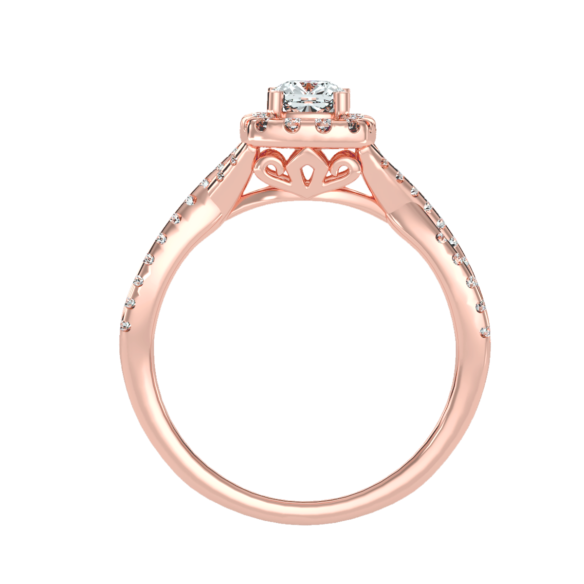 Solitaire ring with accent stones .77 ct