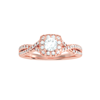 Solitaire ring with accent stones .77 ct