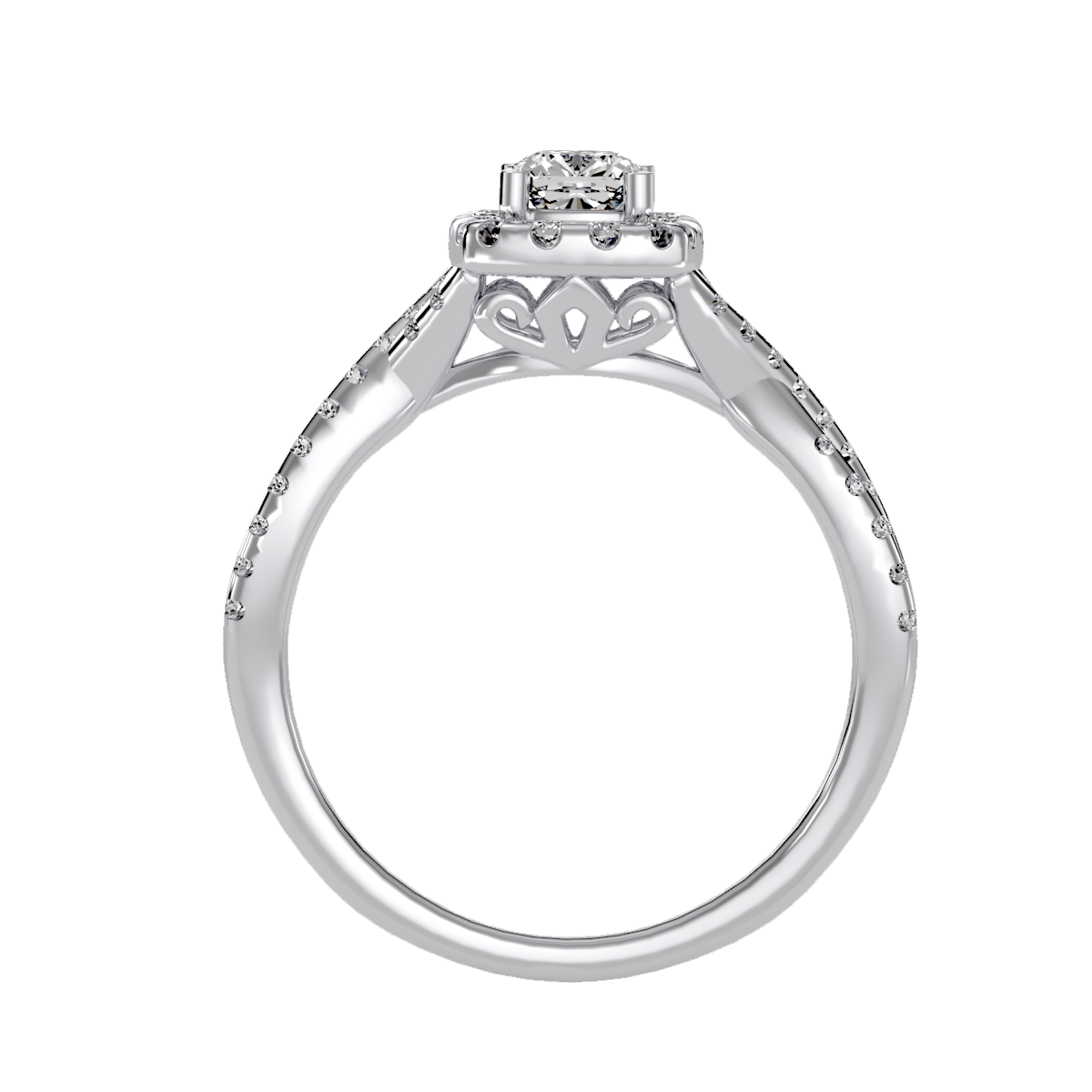 Solitaire ring with accent stones .77 ct