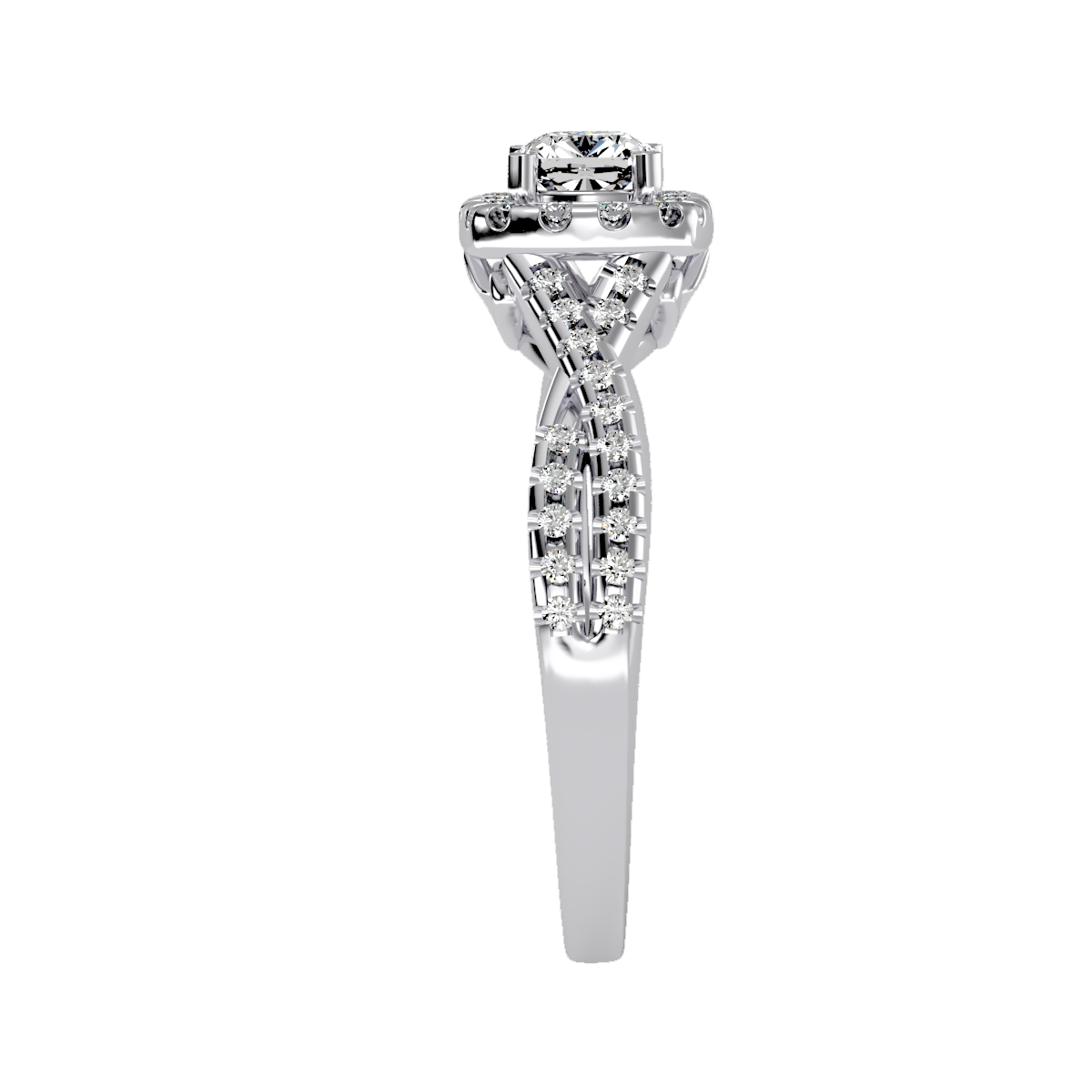Solitaire ring with accent stones .77 ct