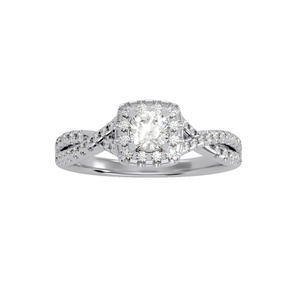 Solitaire ring with accent stones .77 ct